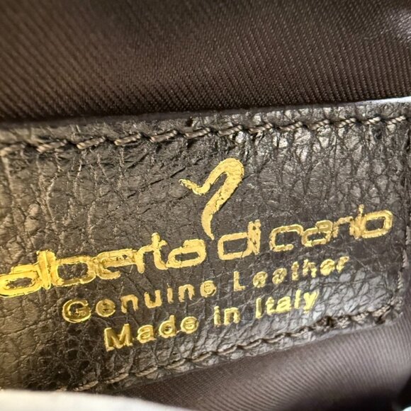 Alberto Di Canio Soft Metallic Black Leather Backpack With Gold Accent Hardware